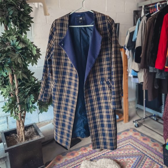 2/$45 - Brown & Yellow Plaid H&M coat - Picture 1 of 4